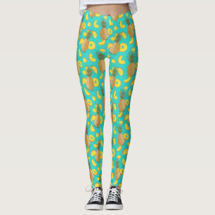 Ananas i Turkos Färg Leggings