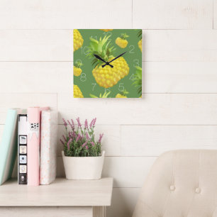 Ananas illustration fyrkantig klocka