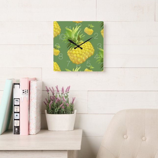 Ananas illustration fyrkantig klocka (Läsesal)