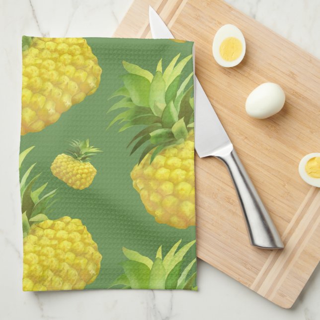 Ananas illustration kökshandduk (Vikt i Fjärdedel)