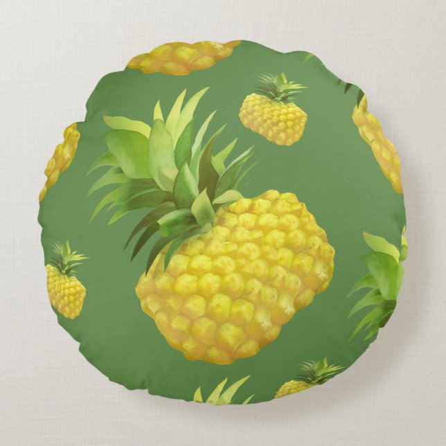 Ananas illustration rund kudde (Framsidan)