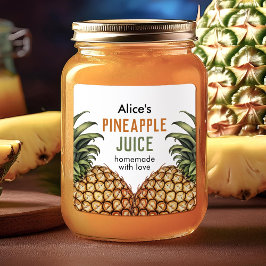 Ananas-jam-etiket för konservering fyrkantigt klistermärke