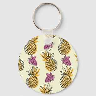 Ananas, jordgubbens vintage, textilutformning. nyckelring