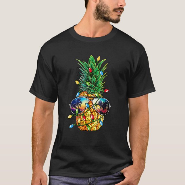 Ananas Julgran Ljus Julafton Manar Sunglasse T Shirt (Framsida)