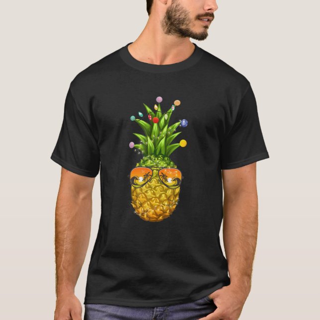 Ananas Julgran Ljus Julafton Sungla Sungla T Shirt (Framsida)