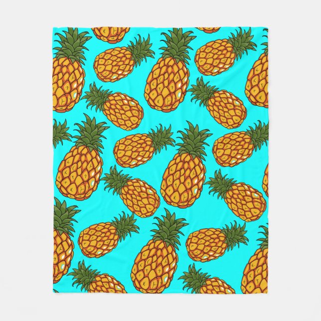 Ananas Kärlek Mönster - Tasty Tropical Exotic Fleecefilt (Framsidan)