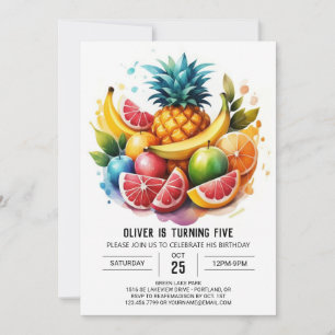 Ananas Kids digitala frukt födelsedag Inbjudningar