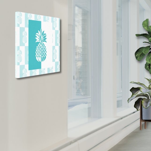 Ananas Konst | Modern Teal och Vit Canvastryck (Skapare uppladdad)