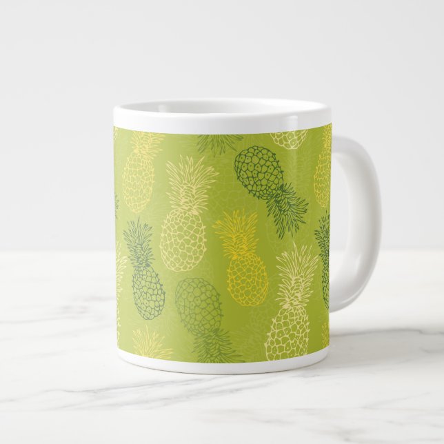 Ananas kontur Mönster på Grönt Jumbo Mugg (Framsida höger)