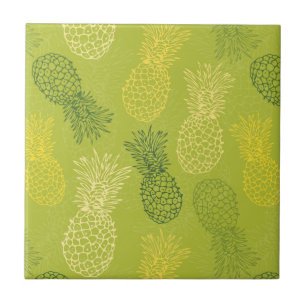 Ananas kontur Mönster på Grönt Kakelplatta
