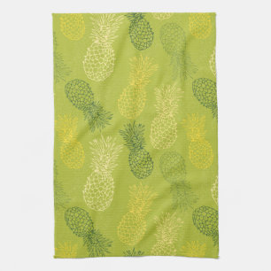 Ananas kontur Mönster på Grönt Kökshandduk