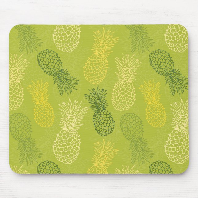 Ananas kontur Mönster på Grönt Musmatta (Framsidan)