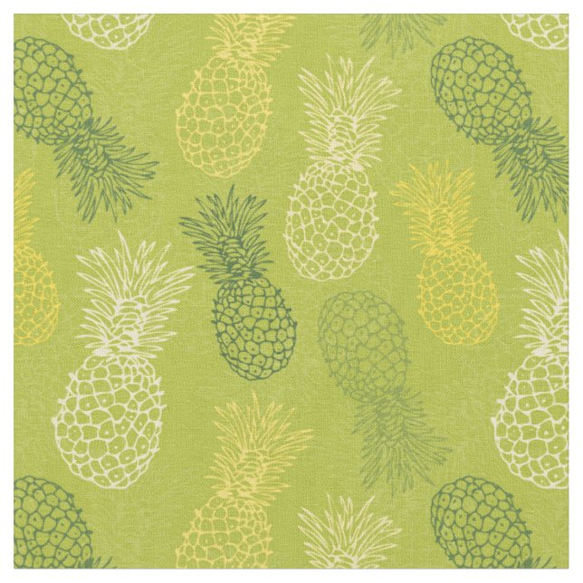 Ananas kontur Mönster på Grönt Tyg (Närbild)