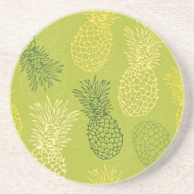 Ananas kontur Mönster på Grönt Underlägg (Framsidan)