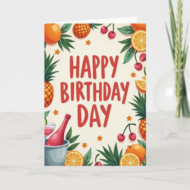 Ananas Körsbär Födelsedags Kort (Framsida)