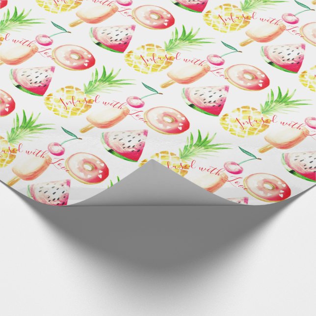 Ananas, Körsbär, Munkar, Glass, Vattenmelon Presentpapper (Hörn)