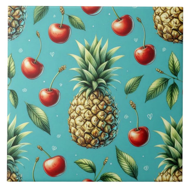 Ananas Körsbärs Bliss Kakelplatta (Framsidan)
