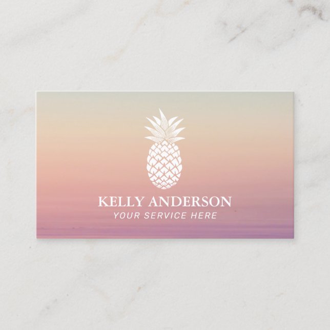 Ananas Logotyp Elegant Pastel Ombre Visitkort (Framsida)