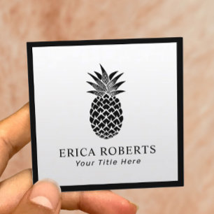 Ananas Logotyp Minimalistisk Elegant svart Ram Fyrkantigt Visitkort
