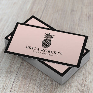 Ananas Logotyp Rosa Minimalistisk svart Ram Visitkort