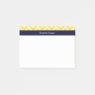 Ananas Lt Gul LG Chevron Marin Namn Monogram Post-it Block