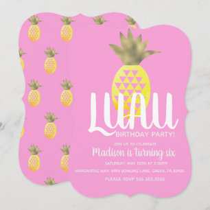 Ananas LUAU Födelsedagsfest Alla Åldrar Folie Inbjudningar