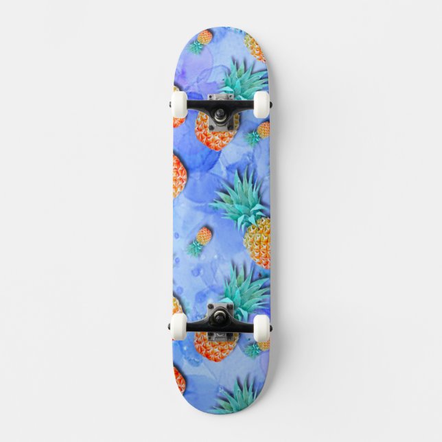 Ananas. Måla. Party. Mini Skateboard Bräda 18,5 Cm (Framsida)