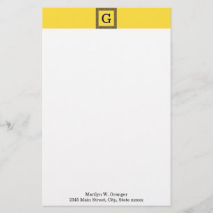 Ananas, marinblått grekiskt Nyckel #1, monogram Brevpapper