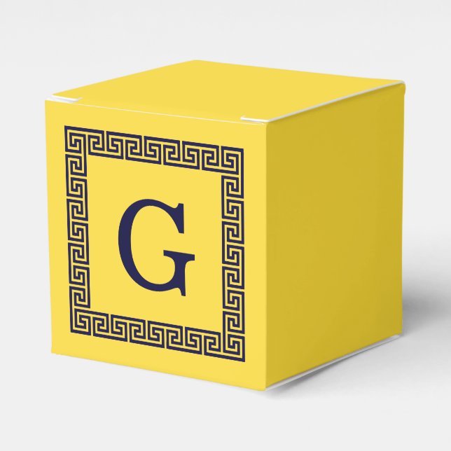 Ananas, marinblått grekiskt Nyckel #1, monogram Presentaskar (Framsidan Sidan)