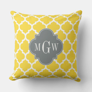 Ananas Marockansk #5 Kol 3 Initial Monogramm Kudde