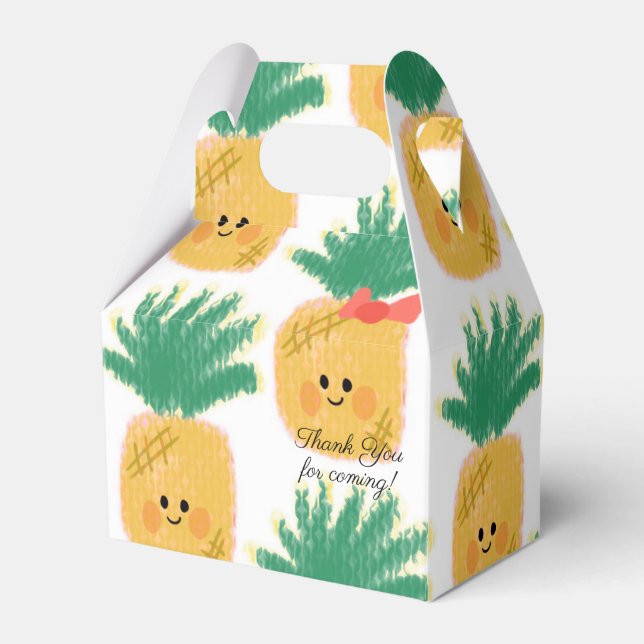 Ananas med Bow Cute Birthday Presentaskar (Framsidan Sidan)