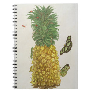Ananas med caterpillaren och fjärilar (räcka-c anteckningsbok med spiral