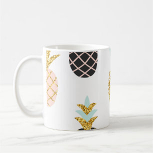 Ananas med guld glitter, kreativ mönster. kaffemugg