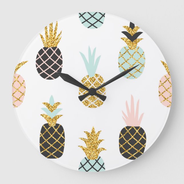 Ananas med guld glitter, kreativ mönster. stor klocka (Framsida)