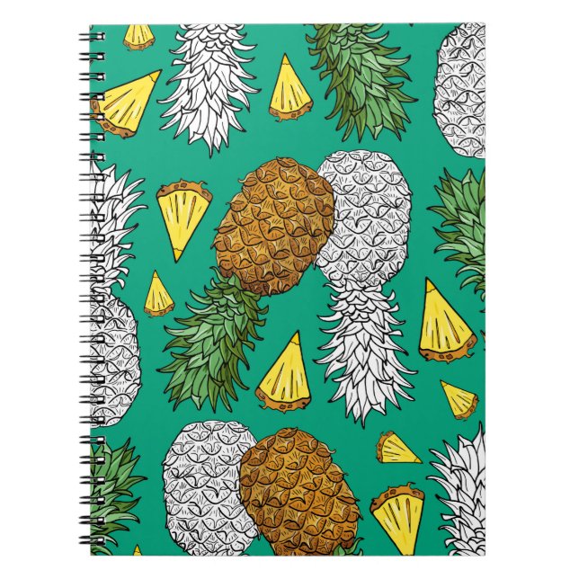 Ananas med löv, små bitar. Sömlös papp Anteckningsbok (Framsidan)