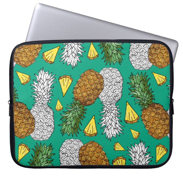 Ananas med löv, små bitar. Sömlös papp Laptop Fodral (Framsidan)