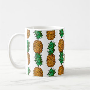 Ananas med löv. Sömlös mönster med tropi Kaffemugg