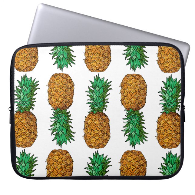 Ananas med löv. Sömlös mönster med tropi Laptop Fodral (Framsidan)