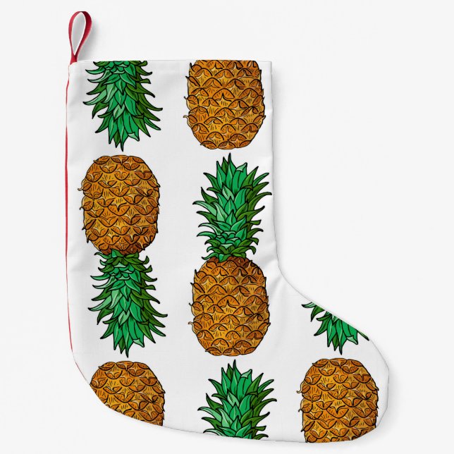 Ananas med löv. Sömlös mönster med tropi Liten Julstrumpa (Framsidan)