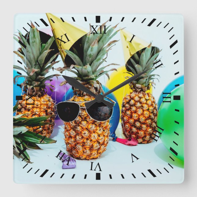 Ananas med Party favors, ZSSG, party Fyrkantig Klocka (Framsida)