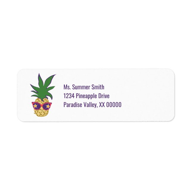 Ananas med Personlig av solglasögon Returadress Etikett (Framsidan)