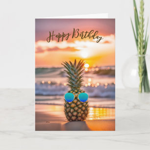 Ananas med retro-solglasögon kort