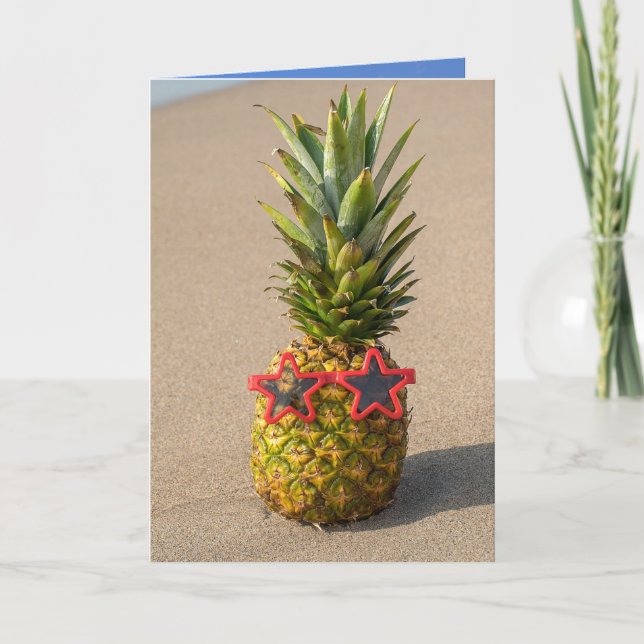 Ananas med solglasögon från födelsedagspresent kort (Framsida)