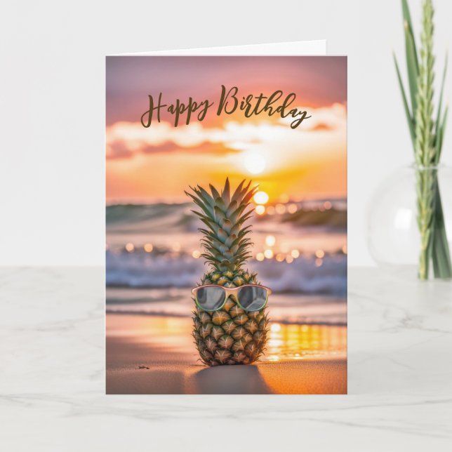 Ananas med solglasögon kort (Framsida)