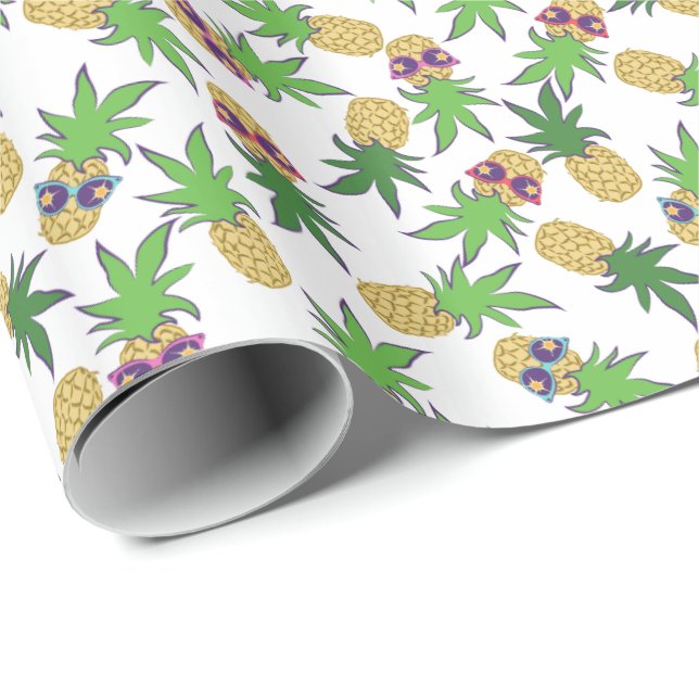 Ananas med solglasögon Mönster Presentpapper (Rullad Hörn)