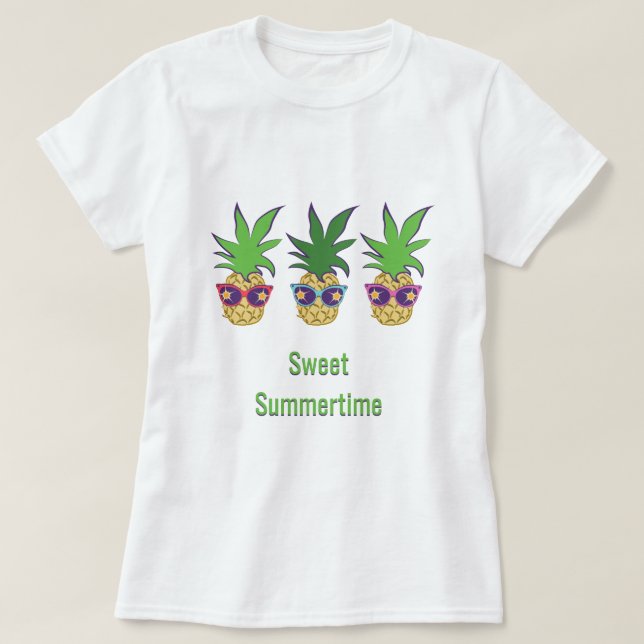 Ananas med solglasögon, sötad Summertime Tee (Design framsida)