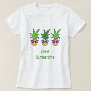 Ananas med söt sommartid för solglasögon tee shirt