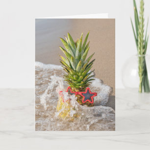 Ananas med stjärnsolglasögon i våg kort
