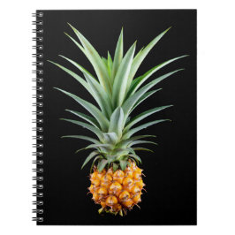 Ananas med stort hårdo på svart bakgrund anteckningsbok
