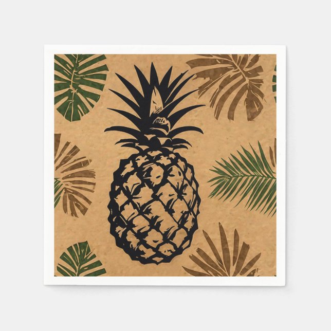Ananas med tropiska blad  pappersservett (Framsidan)